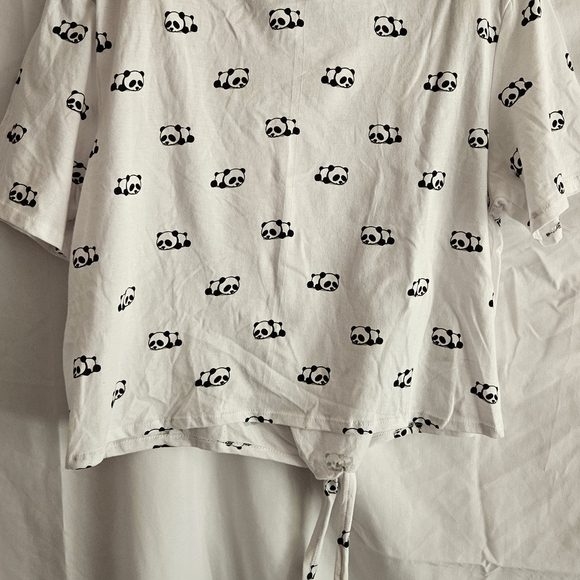 & Other Stories White Panda Print Crop Top - Picture 2 of 2